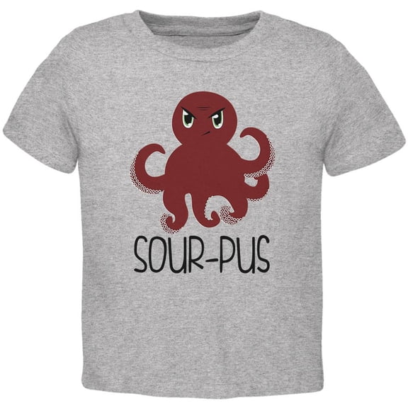 Octopus Sourpuss Funny Cute Toddler T Shirt Heather 2T