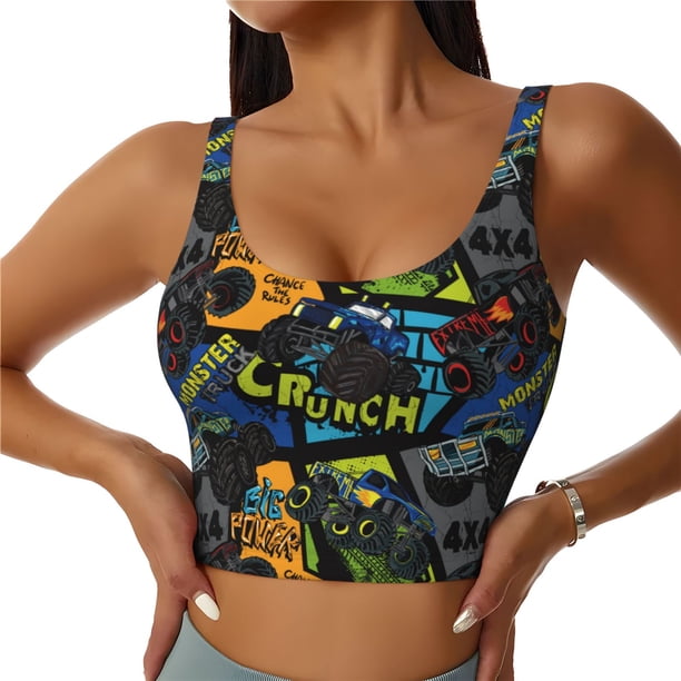 Fotbe Off-Road Vehicle Sujetador Deportivo Largo sin Aros para Mujer con Almohadillas y Soporte Medio, Transpirable y Absorbente, Camiseta Tipo Chaleco o Tank Top-X-Large