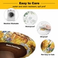 thumbnail image 3 of Elastic Fitted Round Tablecloth, Eucalyptus Leaves Waterproof Stretch Table Cover for 45"-54" Tables, Sunflowers Spring Watercolor Country Floral Bee Washable Outdoor Tablecloths for Patio, Picnic, 3 of 9