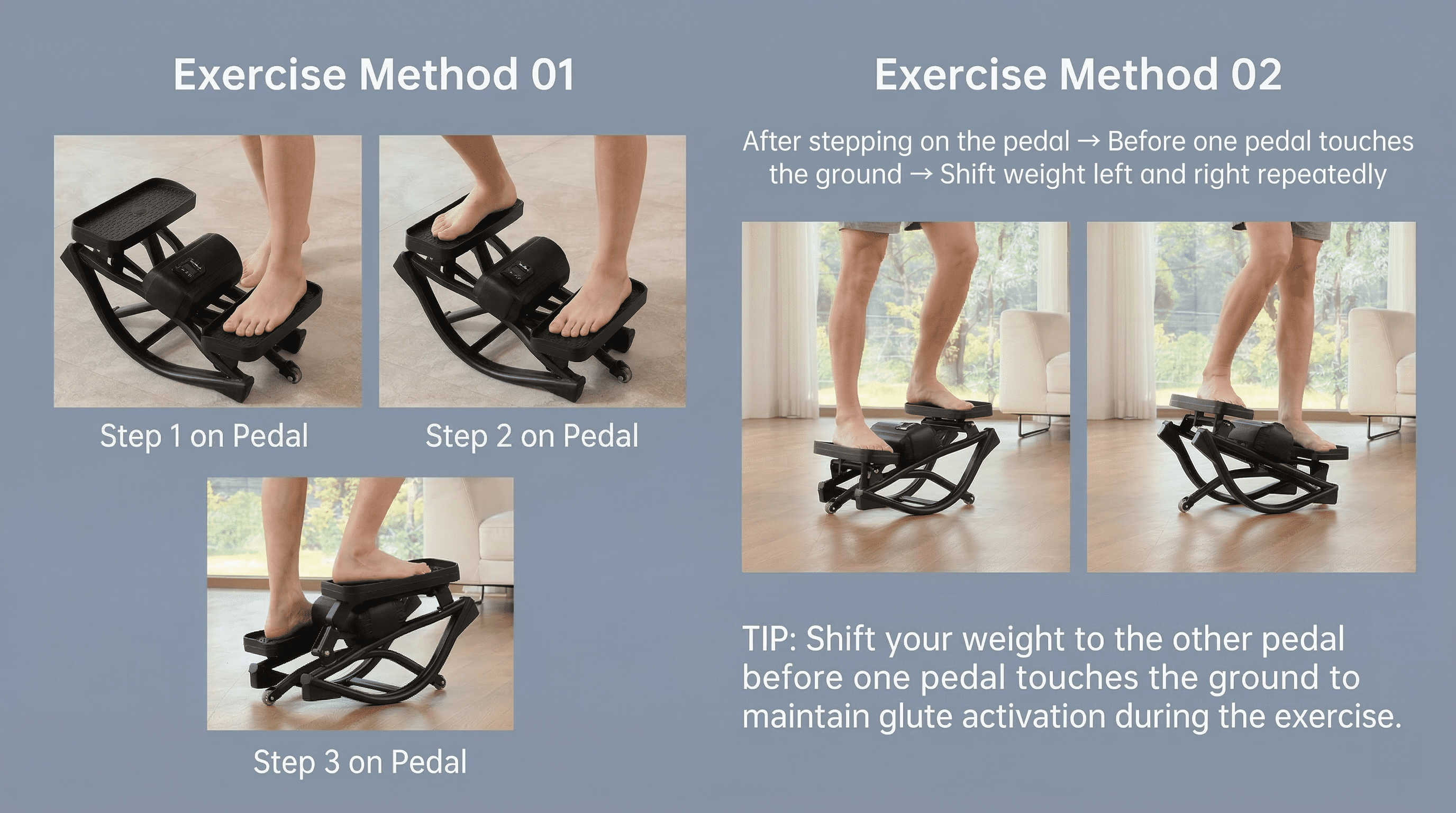 Portable Mini Stair Stepper for Home Workout, Low-Impact Elliptical Step Machine with Quiet Hydraulic System, Non-Slip Pedals, Digital Monitor & Compact Design for Full Body Exercise