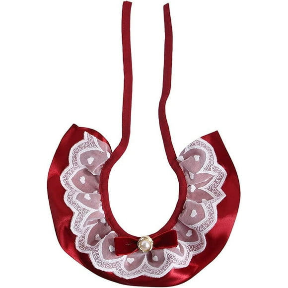 Pet Dog Cat Necktie Collar 2 Style Red Green Color Collar with Cat Pet Lace Collar Christmas Ornaments for Small to Medium Breeds Neck Ties (Red, S)