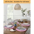thumbnail image 5 of 13 Inch Round Placemats Set of 4, Valentine's Day Non Slip Heat Insulation PP Table Mats, Pink Love Rustic Retro Abstract Art Washable Place Mats for Kitchen Dining Party Table Decor, 5 of 7