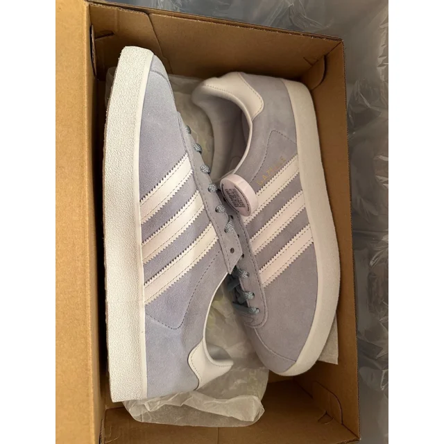 NEW Ad-id-as GAZELLE 85 Clear Sky BLUECLOUD WHITE/GOLD suede SNEAKER MENS US 8 7.5