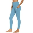 thumbnail image 3 of Clearance Sales! Stretchy Yoga Pants For Women High Waisted Workout Tights With Side Pockets Comfortable Gym Leggings Moisture Wicking Light Blue L Size, 3 of 8