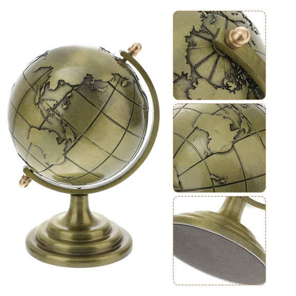 Niceauty Yellow Iron Globe Decor for Desk or Shelf Constellation Theme Model 1pc Small Size