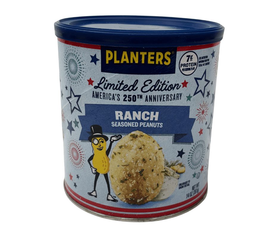 PLANTERS Limited Edition America's 250th Anniversary Ranch & Sweet Cayenne BBQ Seasoned Peanuts, 14 oz Canisters - 2 Pack Variety Set