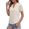 thumbnail image 3 of PRETTYGARDEN Women's V Neck Eyelet Short Sleeve Top, Sizes S-XXL, 3 of 6