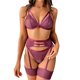 thumbnail image 1 of Gibobby Lenceria mujer sexy Conjunto de ropa interior de encaje para mujer, conjunto de ropa interior y ropa interior de encaje con correa, lencería sexy(Morado, M), 1 of 5