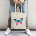 thumbnail image 2 of Colorful Butterfly Tote Bag - Vibrant blue and pink wings with black and white accents perfect for shopping travel and parties, 2 of 4