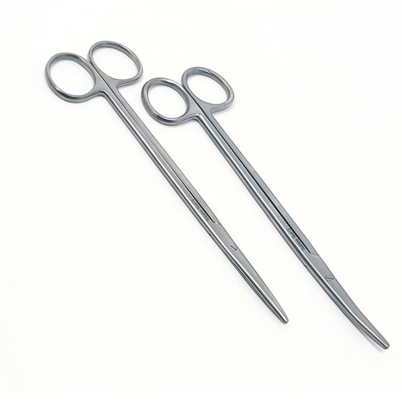 A2ZSCILAB - Set of 2 Straight and Curved Precision Blunt Scissors – 7'' Premium Stainless Steel