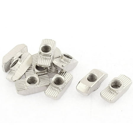 

M6 Thread Dia Drop In Type T Slot Nuts Silver Tone 10Pcs