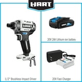 HART 20-Volt Brushless Impact Driver Kit (1) 20-Volt 2.0Ah Lithium-ion ...