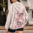 thumbnail image 3 of Uorisanigo Pink Skull Womens Zip Up Hoodies Size XL Soft Oversized Casual Sweatshirts Comfortable Slight Stretch Comfy Gym Tops Long Sleeve Hoodies for Women Sweatshirt, 3 of 7