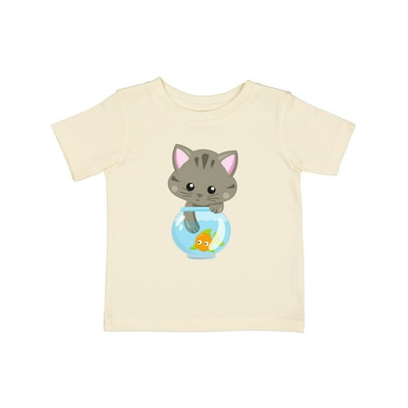 

Inktastic Cute Cat Little Cat Kitty Kitten Fish Bowl Gift Baby Girl T-Shirt