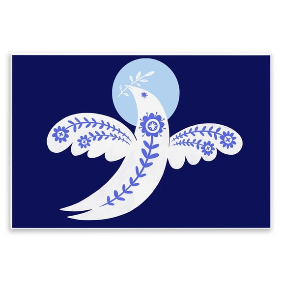 Stupell Industries Peace Dove with Folk Florals Animals Painting Unframed Art Print Wall Art, 15 x 10