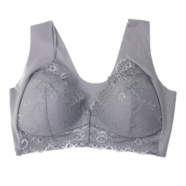 Sonducket Cierre frontal Beauty Back Cómodo moldeador Push Up Seamless Beauty Back Sports Bra, Womens Casual Comfort Lace Ropa interior Gris 3XL