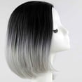 thumbnail image 6 of Sucs Gradient Black Grey Bob Style Middle Part Short Straight Wigs Cosplay Hairpieces Fake Hair Caps, 6 of 6