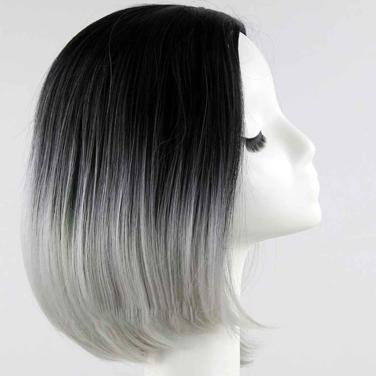 Grey wig bob Short bob black wig Halloween 2019 Women Short Bobo Wig Black Gray Ombre Wigs Straight  main image 2