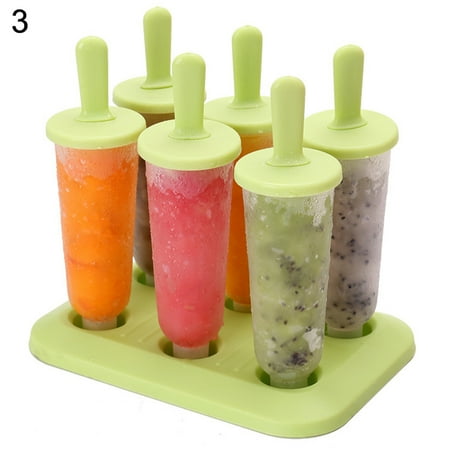 

6 Cell Plastic Kithcen DIY Frozen Ice Cream Mould Popsicle Maker Lolly Tray