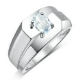 thumbnail image 6 of RYLOS Men's Rings 14K White Gold Ring Classic Solitaire 7X5MM Oval Shape Gemstone Designer Band Aquamarine March Birthstone Rings For Men Size 10, 6 of 7