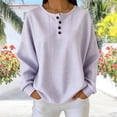 thumbnail image 5 of Tsesme Women’s Striped Sweatshirt - Round Neck Button Pullover Tops - Long Sleeve Relaxed Fits Fall Fashion Sweatshirt Tops, 5 of 6