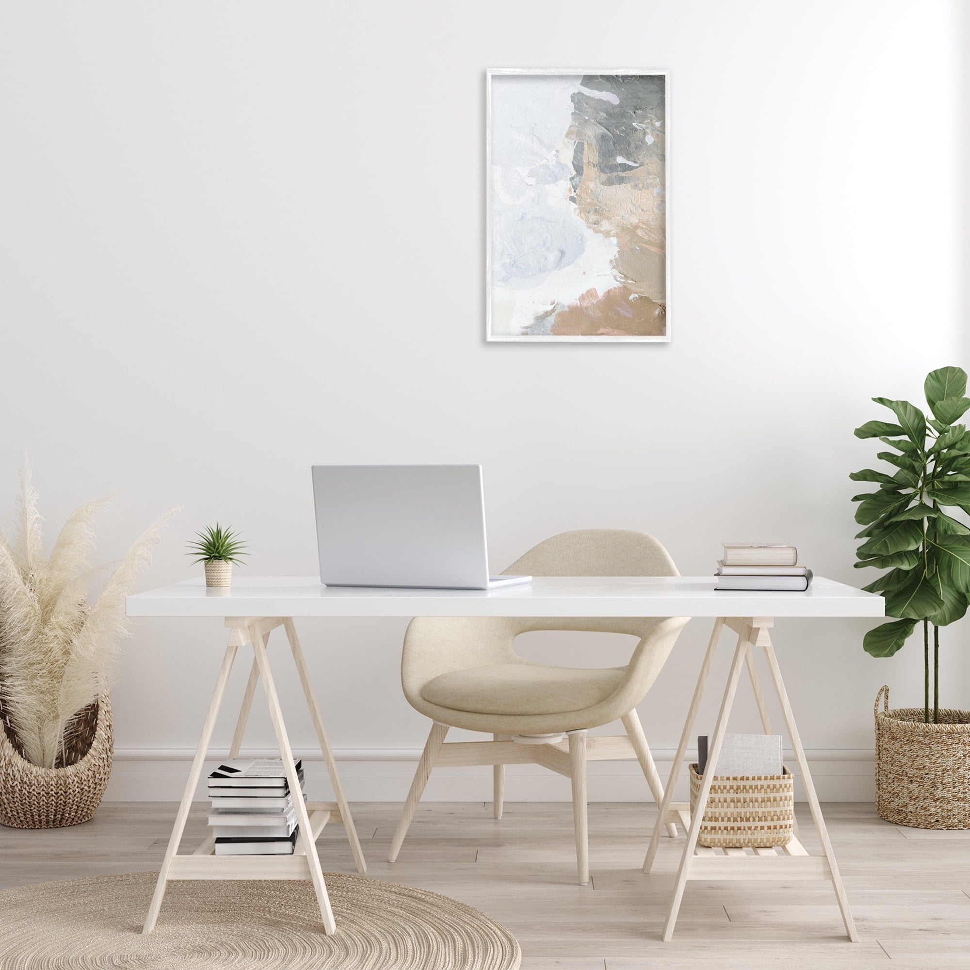 Stupell Industries Abstract Portrait Illusion Abstract Painting White Framed Art Print Wall Art, 16 x 24