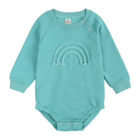 

Fsqjgq Organic Cotton Baby Boy Clothes Boys Girls Long Sleeve Rainbow Prints Romper Tops Bodysuit for Babys Clothes Baby Boy 18 Months Clothes Cotton Blend Blue 90