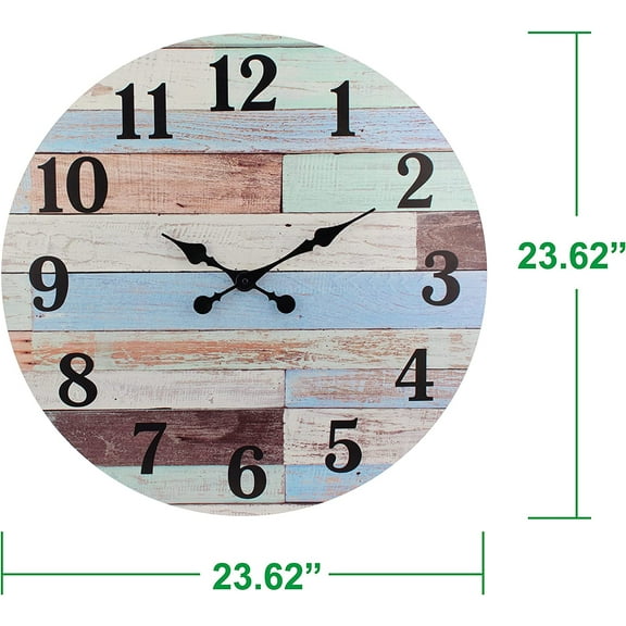 Vintage Worn Blue 23 Inch Round Battery Operated Wall Clock