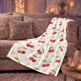 thumbnail image 6 of Cheerful Cherry Pattern Autumn Sofa Organic Repeat, Cozy Botanical Garden Scene, Warm Flannel Blanket for Sunroom and Reading Nook, Garden Lovers Thanksgiving Gift, Artistic Home Decor, 6 of 9