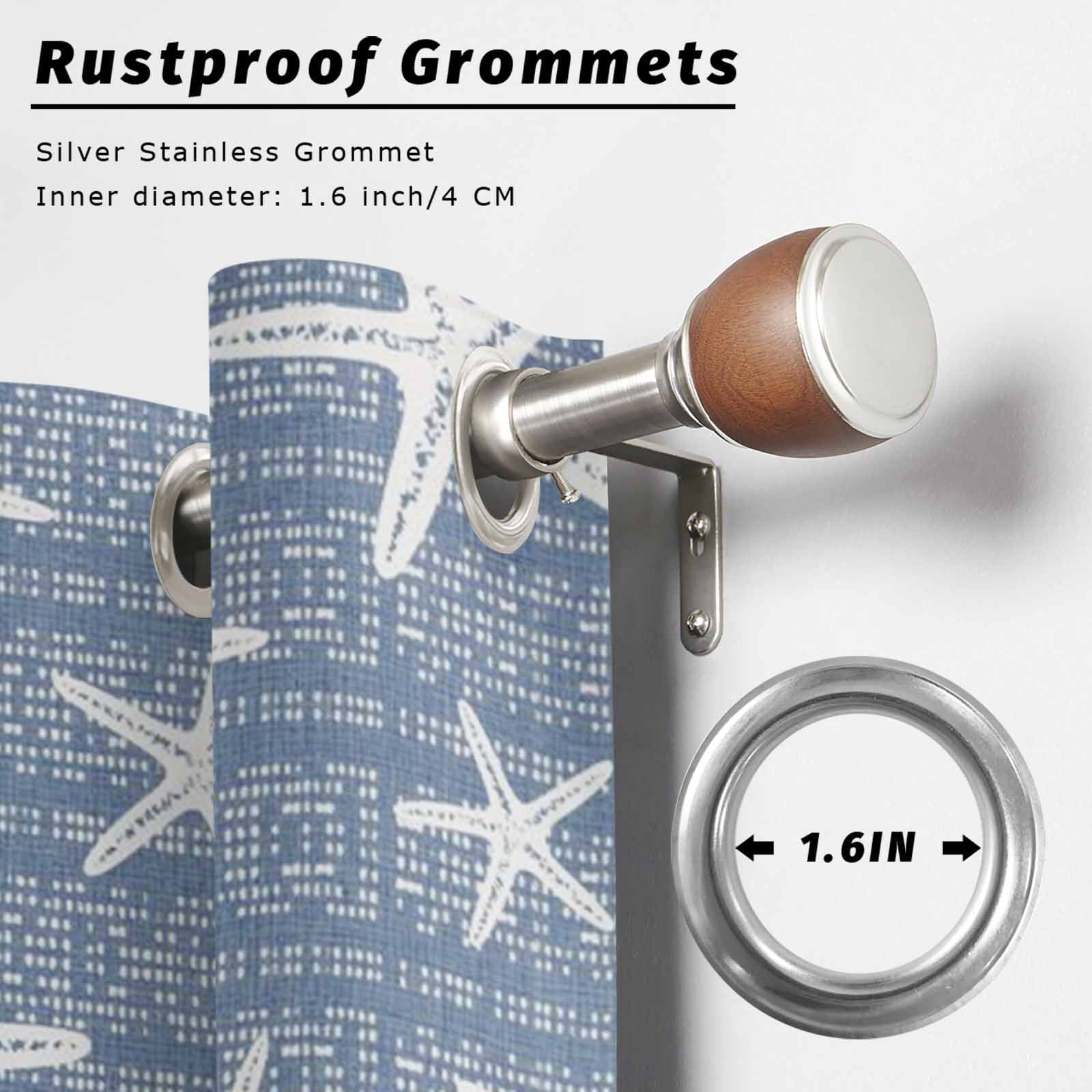 Blue Starfish Coastal Outdoor Curtains for Patio, Beach Summer Nautical Sea Ocean Sunshade Privacy Drapes Grommet Waterproof Outside Curtains for Porch/Cabana/Balcony 54"x 108", 2 Panel