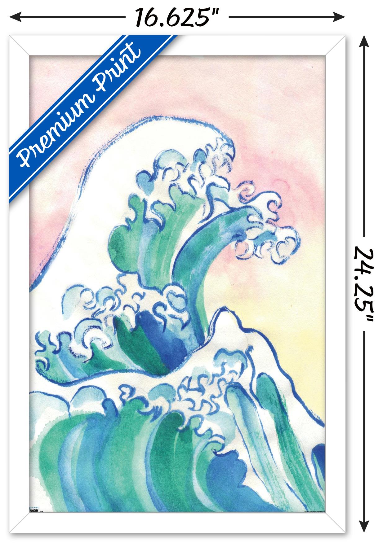 Watercolor Waves Wall Poster, 14.725" x 22.375" Framed
