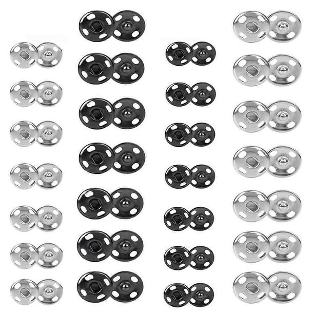 200 Sets Sew-on Snap Buttons Metal Snap Fastener Buttons Press Button for Sewing Clothing 10mm 8.5mm