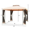 thumbnail image 3 of Gymax 10x10ft Metal Gazebo W/ Mosquito Netting Canopy Gazebo 2 Tier Vented Gazebo Top, 3 of 10