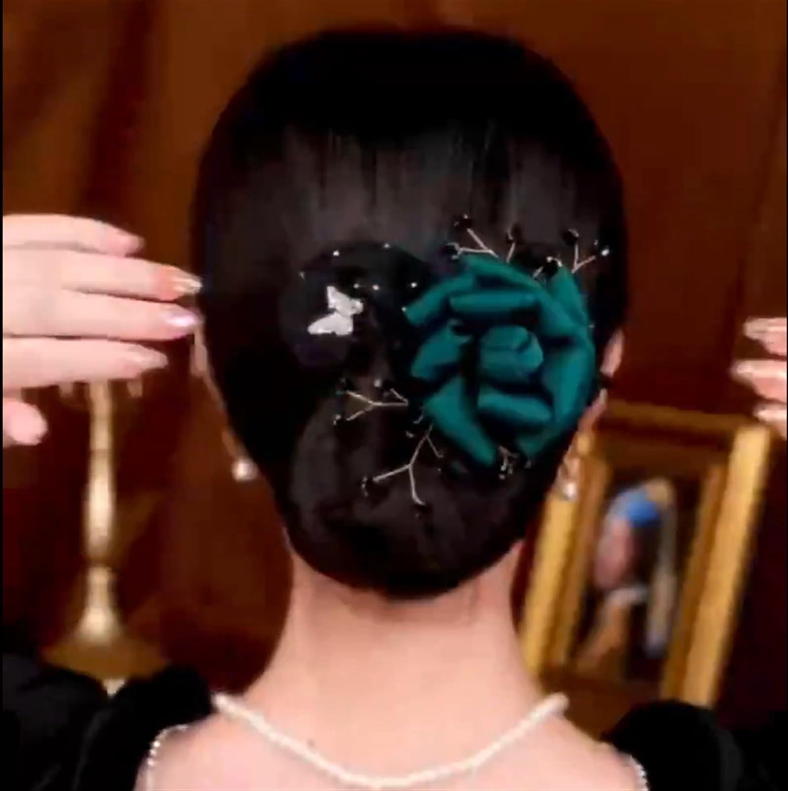 Insstyle star flower hair accessories. Hand - embroidered for buns. Hair roller, clip, curler. 6 pcs