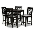 thumbnail image 1 of Baxton Studio Alora Grey Upholstered Espresso Wood 5-Piece Pub Set, 1 of 8
