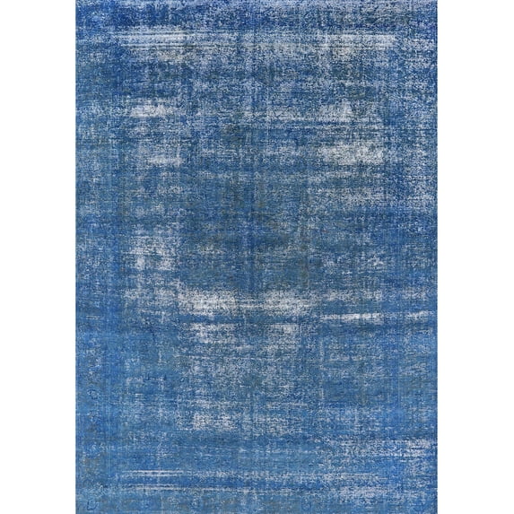 Ahgly Company Indoor Rectangle Mid-Century Modern Blue Oriental Area Rugs, 3' x 5'