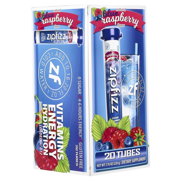 Zipfizz, Healthy Energy Drink Mix, Blueberry Raspberry, 20 Count
