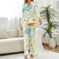 thumbnail image 2 of Women's Floral Print Button Pajamas 2-Set, Long sleeves Top and Pants with Pockets, Comfortable Loose Fit Sleepwear for Women, Summer Loungewear with Pockets, 2 of 7