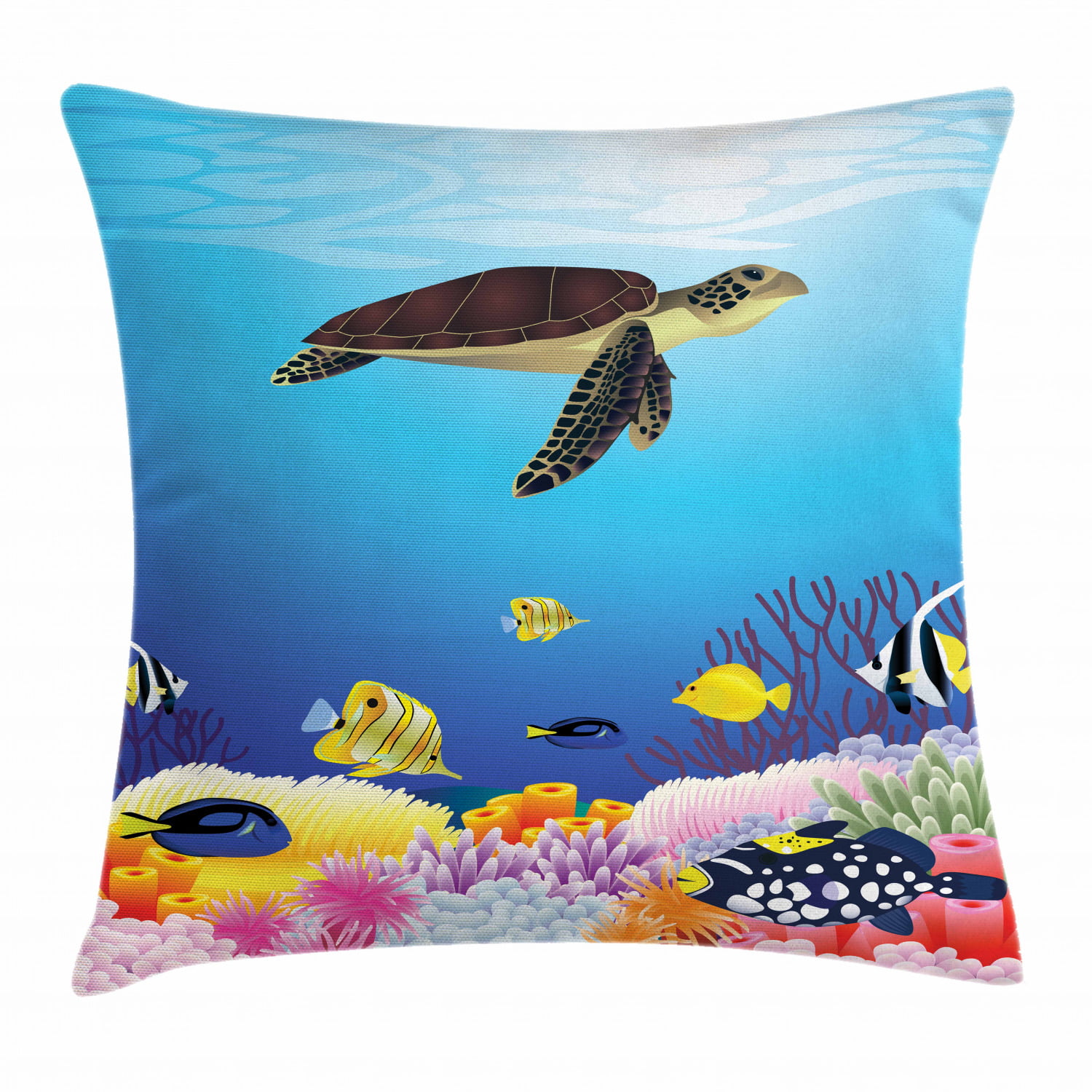 18x18 Sea Turtle Gifts & Ocean Life Turtle Lover Gifts Sea Family I Ocean Life I Turtle Throw Pillow Multicolor 