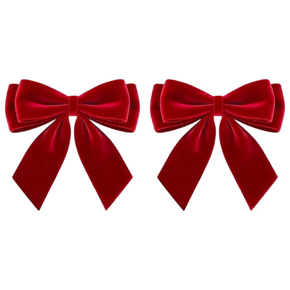 2Pcs Christmas Tree Bows - Velvet Bows for Christmas Tree Decorations, Velvet Ribbon Bow for Wreaths, Garland, Gift Wrapping & Holiday Home Indoor Outdoor Decor