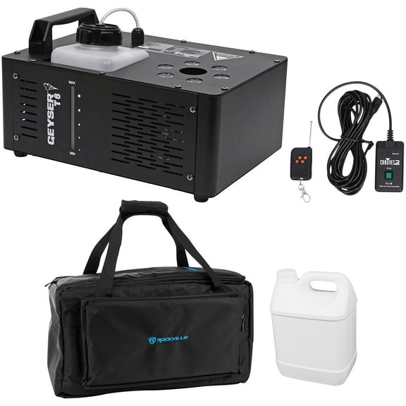 Chauvet DJ Geyser T6 Fog Machine Fogger, LED RGB Remote Waterproof Carry Bag