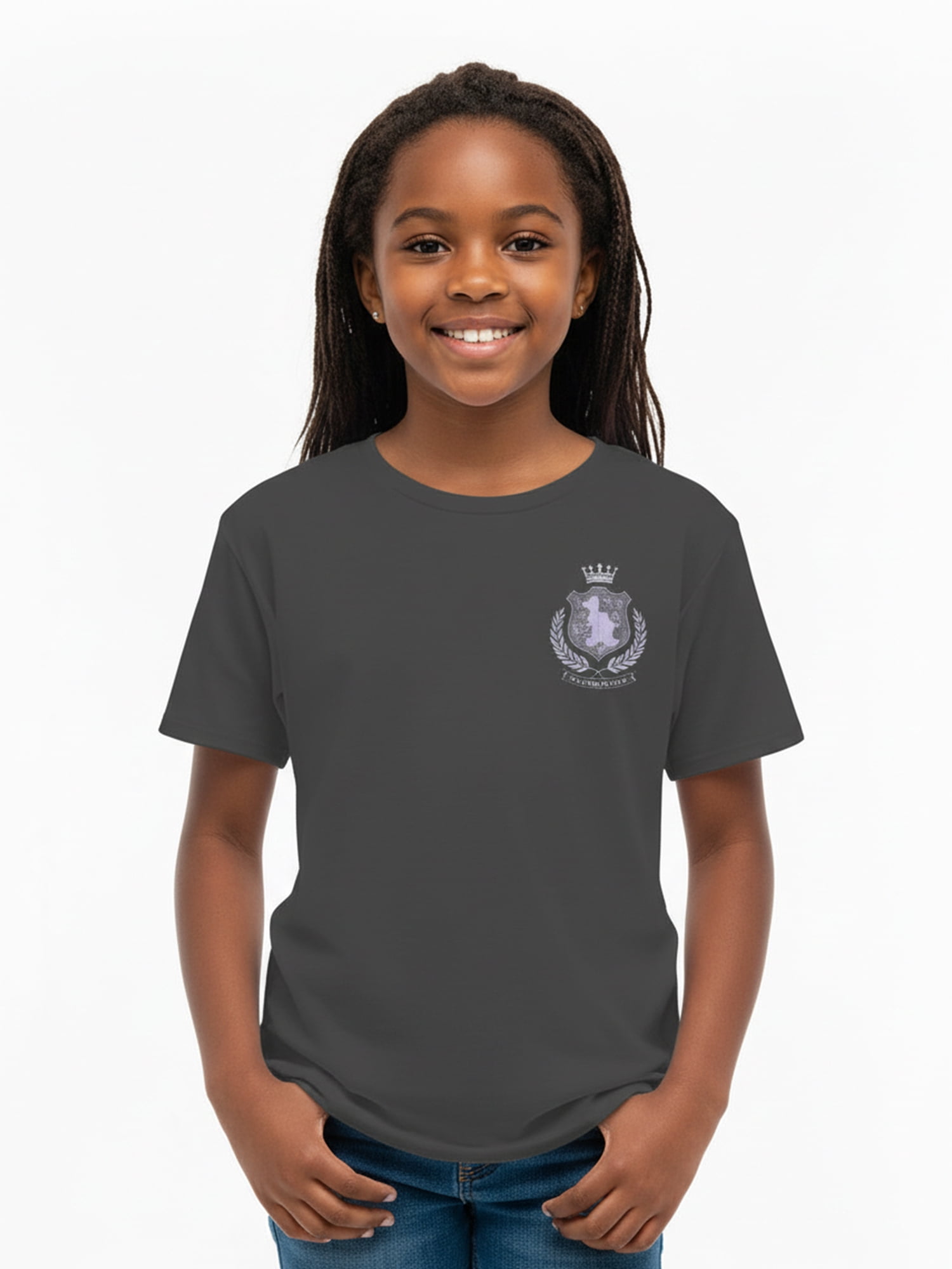 Wonder Nation Girls' Girl Math Front Back Graphic Tee with Short Sleeves, Sizes 4-18