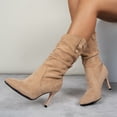 thumbnail image 2 of Mepaouo Women's Mid Calf Slouchy Boots Pointed Toe Stiletto High Heeled Winter Dressy Boots(Khaki,6.5), 2 of 6