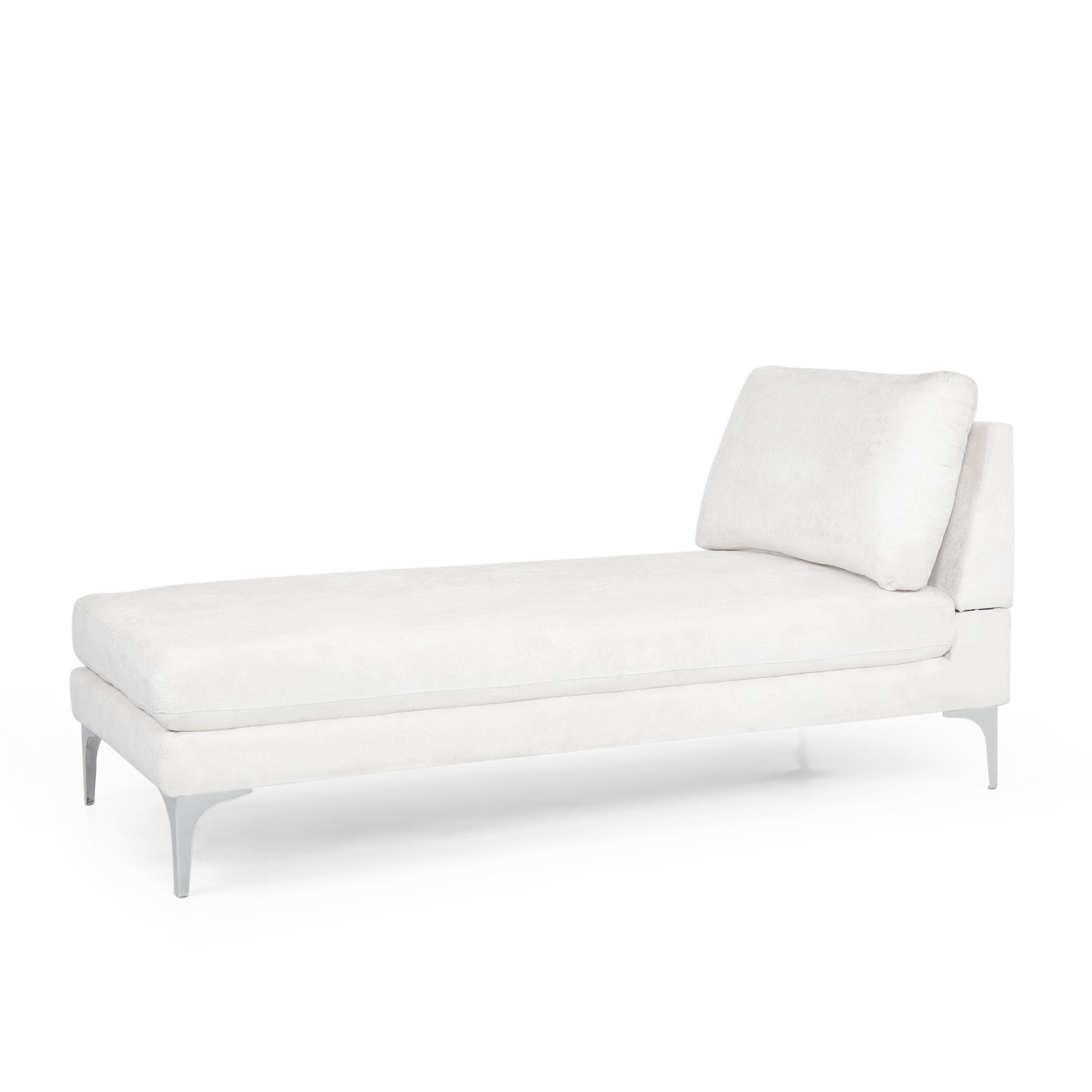 Noble House Niles Indoor Fabric Upholstered Chaise Lounge, Ivory