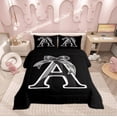 thumbnail image 2 of Feelyou Kawaii Initial Letter Comforter Sets Full Size, Monogrammed A Comforters & Duvets, Cool Ribbon Cow Reversible Duvet Insert, Ultra Soft Bedroom Decoration, 3pcs, 2 of 8