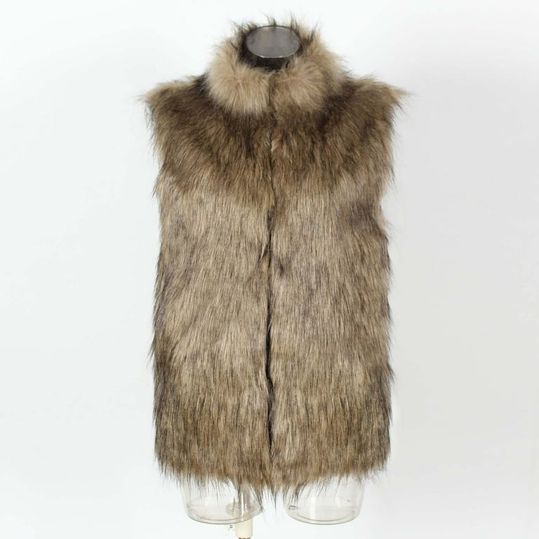 jjayotai Mens Faux Fur Vest, Winter Warm Short Coat Fluffy