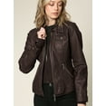 thumbnail image 4 of Made by Johnny Women's Faux Leather Jacket with Hoodie XXL COFFEE, 4 of 6