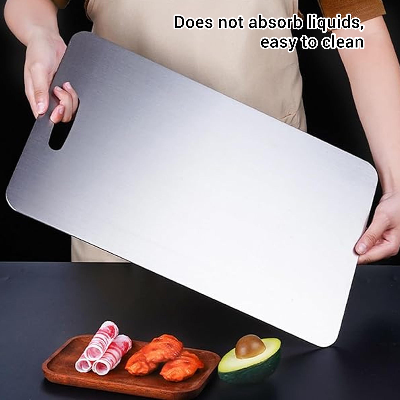 BIMZUC Pure Titanium Cutting Board 14.17" x 9.84" 0.79" Thick, Dishwasher‑Safe, Odorless, Antimicrobial