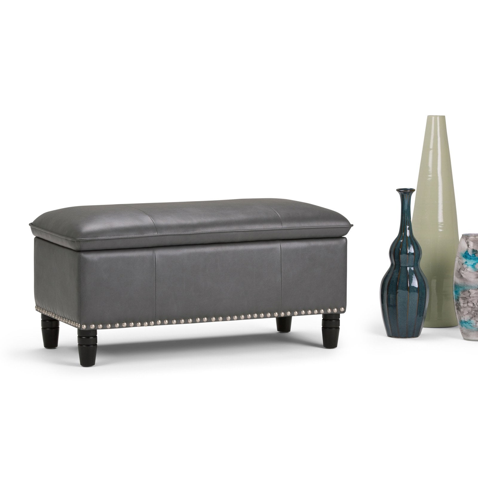 Simpli Home Emily Pillow Top Storage Ottoman Bench