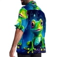 thumbnail image 3 of Starry Sky Frog Men's Hawaiian Shirt, Short Sleeve Printed Button Down Beach Casual Tops, Summer Spread Collar Men's Shirts, 3 of 6